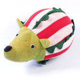 Igel Max - Rot, weiß, olivgrüner Kopf