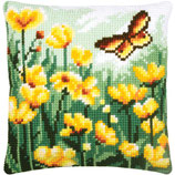 VE 0204618 CUSCINO FARFALLA E FIORI GIALLI