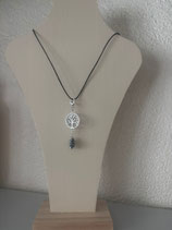 Collier Arbre de vie & Lapis-lazuli - cordon Noir Ajustable