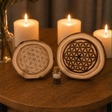 Fleur de Vie Gravée sur Bois Naturel – Symbole d’Harmonie et d’Énergie Positive Vide