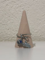 Bague Argentée en Fil, avec Lapis Lazuli et Aigue-Marine – Bijou en Pierres Naturelles