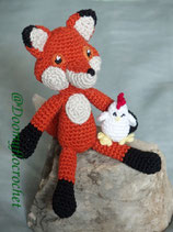 Peluche Renard et poussin poulet au crochet