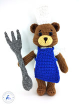 Peluche crochet Ours cuisinier avec fourchette "Carmy" The Bear