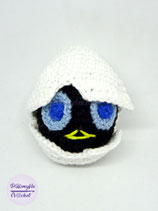 Plush Black chick in its eggshell amigurumi cotton crochet inspiration Calimero