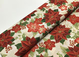 Patchwork-Baumwolle Holiday Florish 15 Weihnachtsstern rot/grün/beige