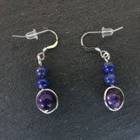 Boucles d'oreilles Lapis Lazuli & Charoîte