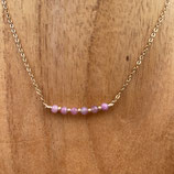 Collier fin Doré Tourmaline Rose