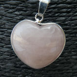 Collier Cœur Quartz Rose & Argenté