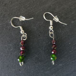 Boucles d'oreilles Grenat et Grenat Vert