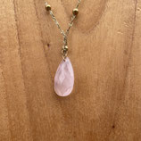 Collier Doré Quartz Rose