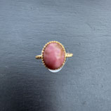 Bague Dorée Rhodonite Ovale Torsadée