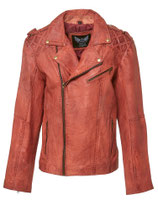 Herren Lederjacke, Used Effekt Echtes Leder Farbe Coral ,Lamm Nappa
