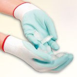 Artikelnummer: 33943-33946 Nylon-Lycra-Feinstrick-Handschuh mit PU-Beschichtung BABYBLUE