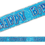 Glitzender Happy Birthday-Banner, in knallig Blau, ca 3,6m