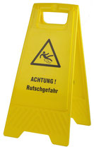 Warnschild "Achtung Rutschgefahr" gelb circa 61 cm hoch
