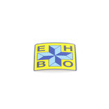 EHBO sticker geel / blauw 12 x 12 cm.