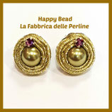 Orecchini Bottone Oro Verde