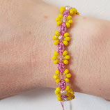 Kit Bracciale Macramé Fiore Giallo / Rosa