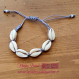 Bracciale Macramé Conchiglie Ciprea colore Grigio