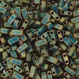 Half Tila Beads  (HTL2008)2,5x5mm Verde Opaco Patina Opaque Metallic Matte