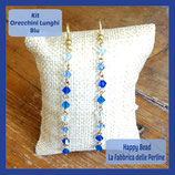 Kit Orecchini Lunghi Biconi Swarovski Blu