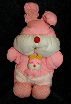 Knautschi / Puffalump  Teddy / Bär / Hund rosa mit Baby in Bauchtasche