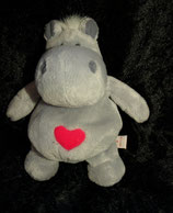 NICI Nilpferd / Hippo   Bud Belly / Herz / Love sitzend grau 12 cm