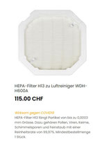 HEPA-Filter H13 zu Luftreiniger WDH-H600A