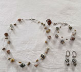 Glasperlen Schmuck Set Grau/Braun/ Beige/weiß/Erdton Farben