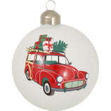 Greengate Weihnachtskugel Christmas Car Charline Glas weiß