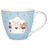 Greengate Mug Henkelbecher Teetasse X-Mas-Letter Pale blue