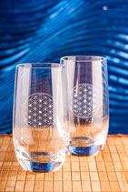 Luxur Crystall Wassergläser mit Blume des Lebens