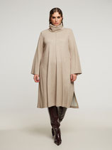 Mat fashion jurk met kol beige