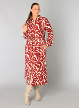 Yesta doorknoop jurk Nicole Maroon/beige