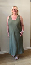 Curviss lange jurk khaki