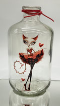 Spardose aus Glas - Motiv Katze mit Herz