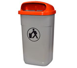 Abfallbehälter Kunststoff grau/orange, 50 lt.,