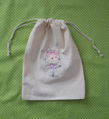 Spitzenschuhbeutel Stickerei Katze Ballerina