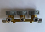 Gas Verteilerblock GRAU GOK Gasventil 3 Abgänge für 8mm Rohr + 10 mm Eingang