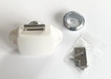 Push Lock Schloss weiß Knopf Rosette silber glänzend einseitig o.L. Spezial Schlösser