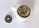 Ablaufgarnitur 25 mm Spüle SMEV Spülbecken Stöpsel Ablauf AC561 weiß 90° <)