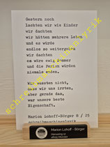 Lyrikpostkarte Gestern noch