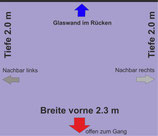 Reihenfläche Glaswand im Rücken 2.3 x 2.0 m Kategorie "lila" AUSVERKAUFT / SOLD OUT