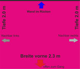 Reihenfläche Wand im Rücken 2.3 x 2.0 m Kategorie "pink" CHF 325.-