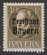 D-AD-BY-160-A - König Ludwig III, Mi. Nr. 94-II-109-II und 112-115 mit schwarzem Aufdruck "Freistaat Bayern" - 40