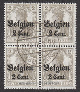 D-DB-BEL-10 - Marken des Deutschen Reiches mit Aufdruck "Cent" und "F" - 4x 2 auf 2 - Viererblock