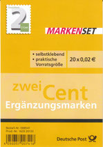 D-2013 - Markenset "2 Cent - Ergänzungswert" - 20 x 0,02