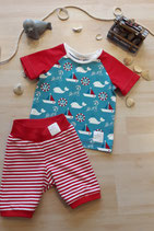 Kindershirt Raglan "Maritime"  und Kinderhose "Stripes" aus der BIO- Kollektion "Maritime Summer"