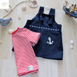 Kinderkleid "Anker" (handbedruckt) und Kindershirt "Stripes" aus der BIO-Kollektion "Maritime Summer" Gr.86