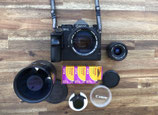 Canon F1 35mm Spiegelreflexkamera + canon Reflex lens 500 1:8 und mehr